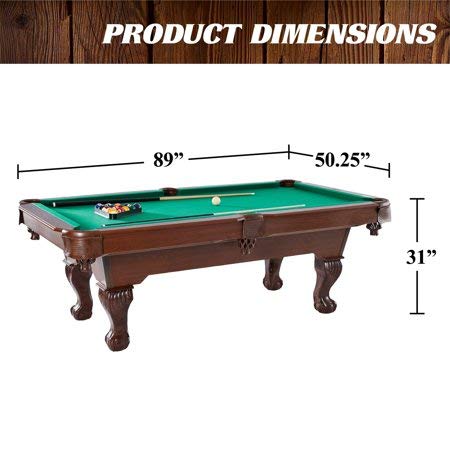 BARRINGTON 90" Ball and Claw Leg Pool Table with Cue Rack and Dartboard Set Green Cloth