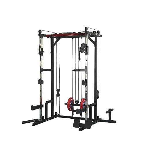 AiAigpt Squat Rack Power Cage with LAT Pulldown 1400 lb Capacity Orange+Black