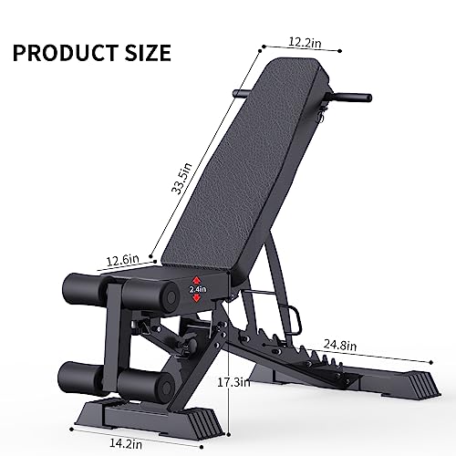 K KiNGKANG Adjustable Weight Bench 1100 LB Capacity Black