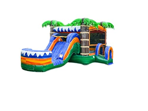 XJUMP Tropical Bounce House Water Slide Orange