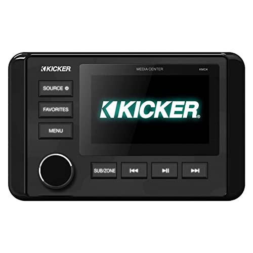 KICKER KMC4 Marine Bluetooth Receiver with 6x8" LED Speakers, 2x8" Tower Speakers, 10" Subwoofer & Amps