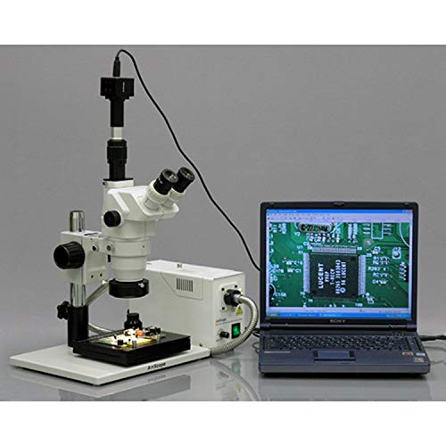 AmScope Digital Trinocular Stereo Zoom Microscope with 5MP Camera White
