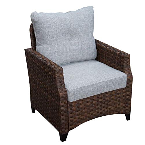 Courtyard Casual 5240 Costa Mesa 5-Piece Seating Set with Loveseat, Club Chairs, End Table & Gas Fire Pit Brown