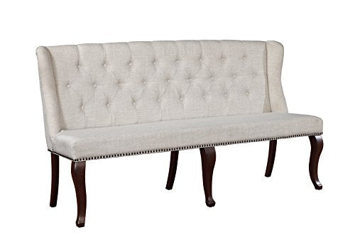 Best Quality Furniture Beige Linen Look Upholstered Dining Set Cappuccino