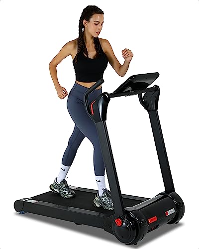 SPORTY&FIT Folding Treadmill 4.0Hp 400LBS Portable with LED Display Black