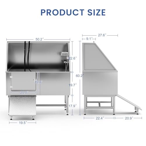 Wanttii Professional Stainless Steel Dog Bathing Station Silver