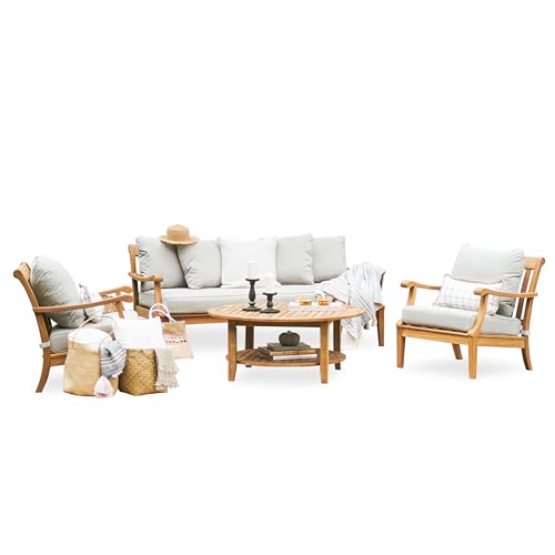 Cambridge Casual Robin Teak Wood 4 Piece Patio Conversation Set Natural Teak