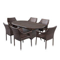 Christopher Knight Home Lennox 7-Pc Outdoor Wicker Dining Set Multibrown