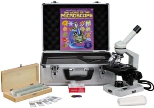 AmScope M600-TK50 40X-1000X Advanced Compound Microscope with 3D-Stage, Book, Slides & Carrying Case