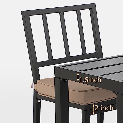 ONLYCTR 7 Piece Outdoor Bar Set with Cushions, Metal Patio Bar Table and Stools, Black