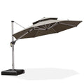 PURPLE LEAF 11 Feet Double Top Deluxe Round Patio Umbrella Offset Hanging Cantilever Spectrum Graphite