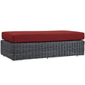 Modway Summon Wicker Rattan Outdoor Patio Ottoman Canvas Red