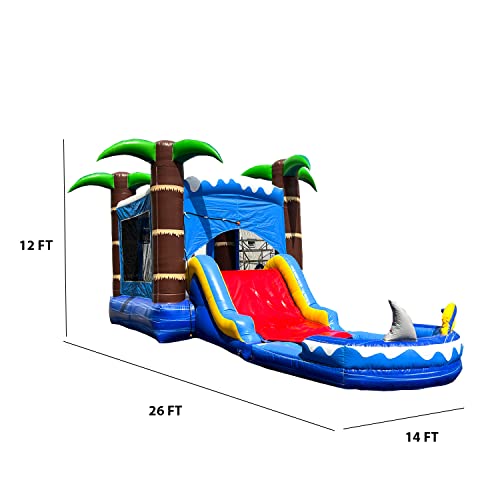 HERO KIDDO Ocean Shark Bounce House Water Slide Combo