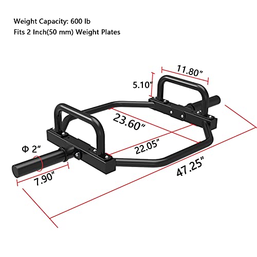VEITEOX FTY Hex Trap Barbell Bar - High Hexagon Deadlift & Squat Bar