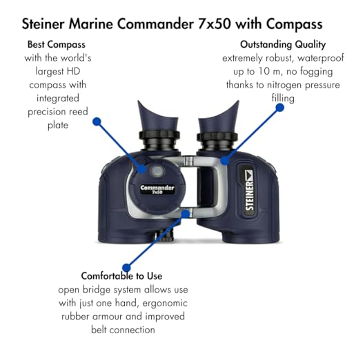 Steiner Marine Commander 7x50 Waterproof Binoculars with Compass Blue