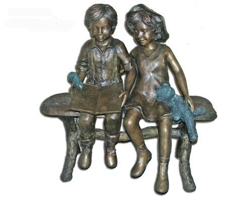 PatioPlus Boy and Girl on Bench Bronze