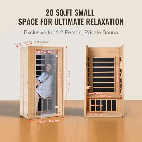VEVOR Far Infrared Wooden Sauna Brown