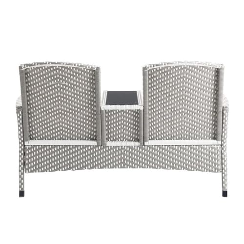 Furniture of America Gray Aluminum Patio Loveseat & Storage Bench Outdoor Set of 2 Grey