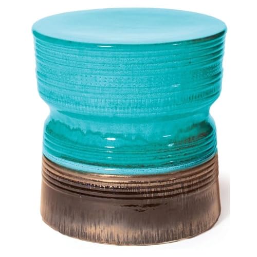 Seasonal Living Ceramic Ancaris Modern Stool Aquamarine Blue/Metallic Gold