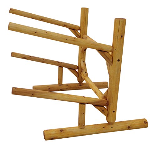Log Kayak Rack Freestanding 2-Place Kayak Storage System Natural Finish
