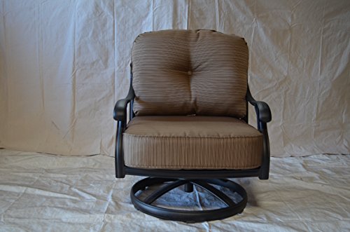 Guoml Nassau Outdoor Patio Set of 4 Swivel Rocker Club Chairs Dark Bronze
