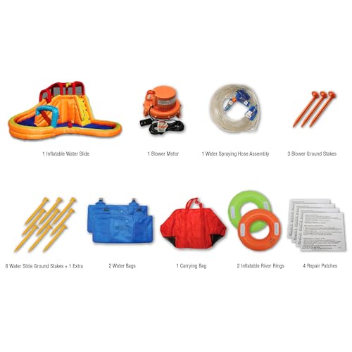 BANZAI Inflatable Water Park with Waterslide, Water Cannon, and Splash Pool