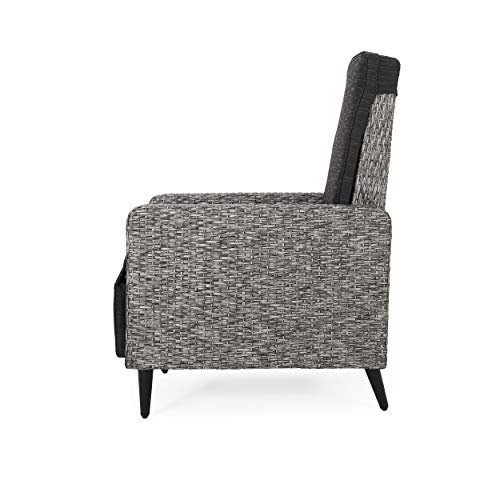 Christopher Knight Home Murdock Outdoor Recliner with Cushion Wicker Mixed Black/Dark Gray Set of 2