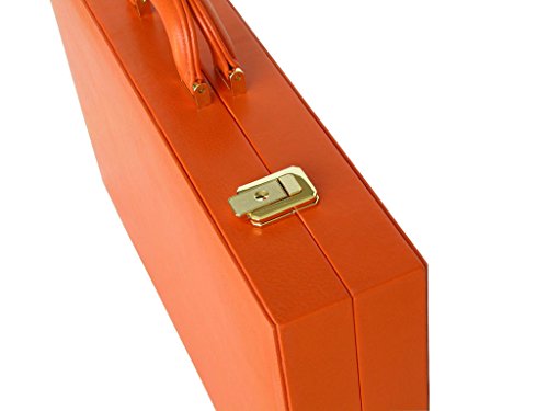 Zaza & Sacci Leather Backgammon Set 20" Orange