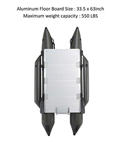 AQUOS Heavy-Duty Inflatable Pontoon Boat with Stainless Steel Guard and Trolling Motor Remote Control 12V 55LBS with FootControl