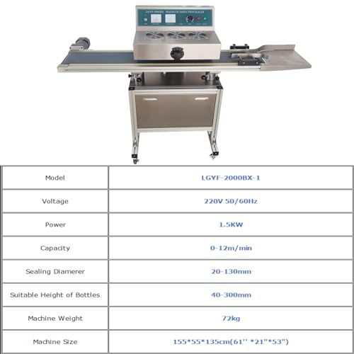 HQHAOTWU Continuous Induction Sealer Aluminum Foil Sealing Machine 220V 1.5KW