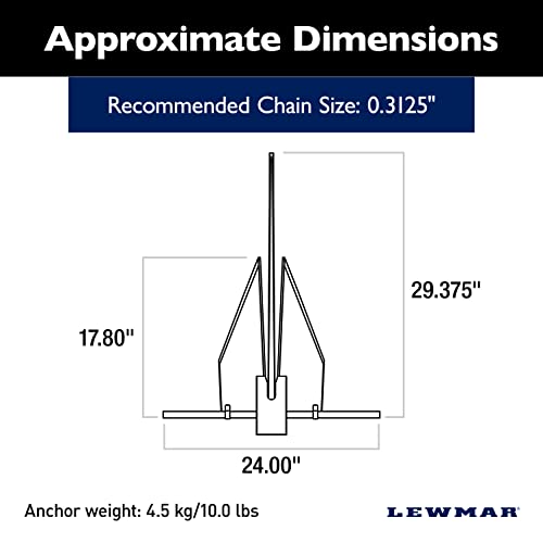 Lewmar LFX Aluminum Fluke Anchor Kit 10 lbs. for Boats up to 39' Silver
