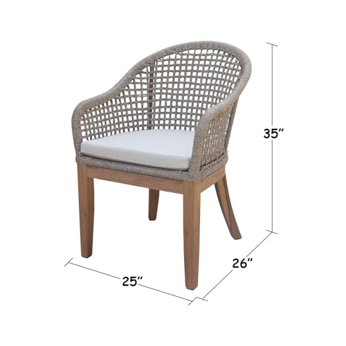 IC INTERNATIONAL CONCEPTS Set of Two Outdoor Teak Patio Dining Chairs with Cushions Natural
