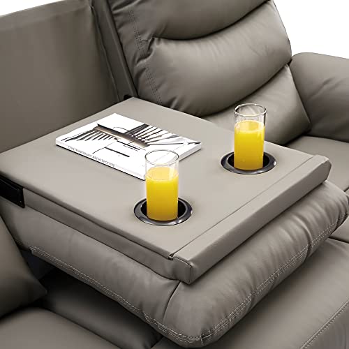 Eafurn Grey 2-Piece Reclining Sectional Sofa Set with Storage & Cup Holders