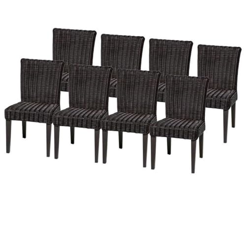 Afuera Living Wicker Aluminum Frame Patio Dining Chairs Set of 8 Espresso