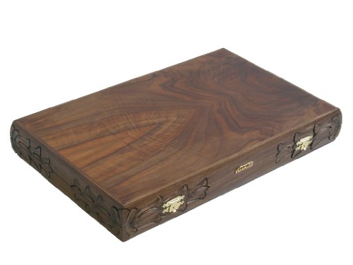 Neroulia 19" Carved Walnut Backgammon Set with Racks Brown