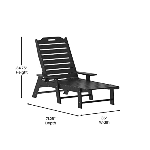Taylor & Logan Edgley Set of 2 Adjustable Adirondack Loungers with Cup Holder Black