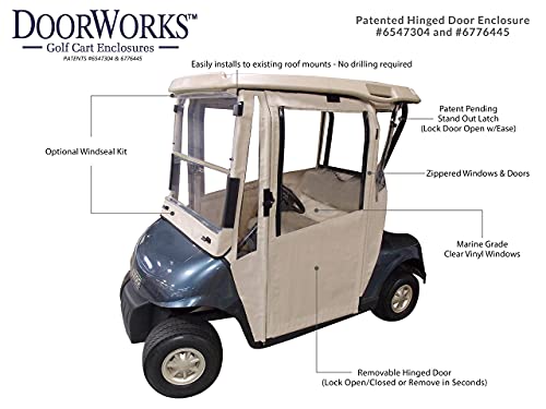 DOORWORKS GOLF CART ENCLOSURES EZGO RXV Sunbrella Canvas Cart Cover - Wheat