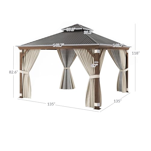 BELLEZE 12x12ft Hardtop Gazebo Brown