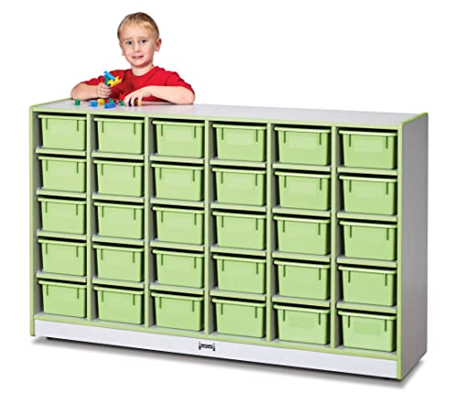 Jonti-Craft Rainbow Accents 30 Cubbie-Tray Mobile Storage Key Lime