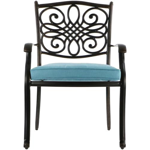 Hanover Traditions 5 Piece Patio Dining Set with Blue Cushions