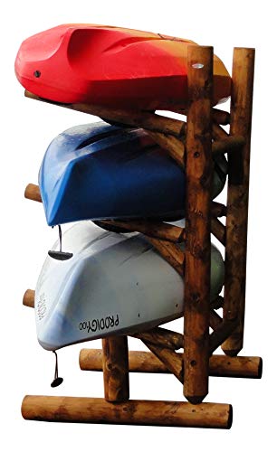 Log Kayak Rack 3-Place 1-Sided Kayak/SUPS Rack Canyon Brown