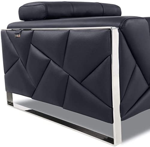 Blackjack Furniture Gianni Italian Leather Sofa with Adjustable Headrests Black