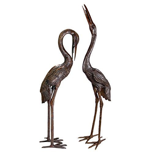Design Toscano Cranes Garden Statue Set Large Cast Bronze