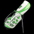 Guiote Golf Stand Bag Pu Leather Golf Carry Bag Embroidery Series 8-Ways 9.0" White Lucky Clover