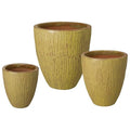 Emissary Yellow Stoneware Round Planters Set of 3 26in x 29.5in