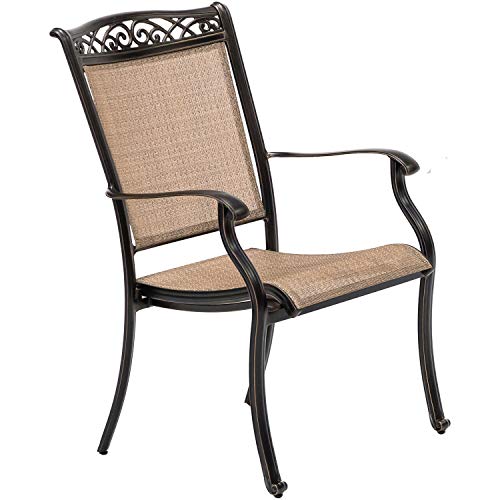 Hanover Fontana 7-Piece Patio Dining Set Rust Resistant Aluminum Outdoor Dining Set for 6 with Swivel Rockers and Tile-Top Table Tan