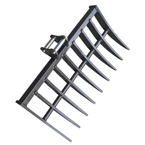 Wallemac Land Clearing Root Rake 36" for Bobcat Mini Excavator Dark Grey