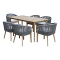Pemberly Row 7-Piece Modern Acacia Wood Dining Set Gray