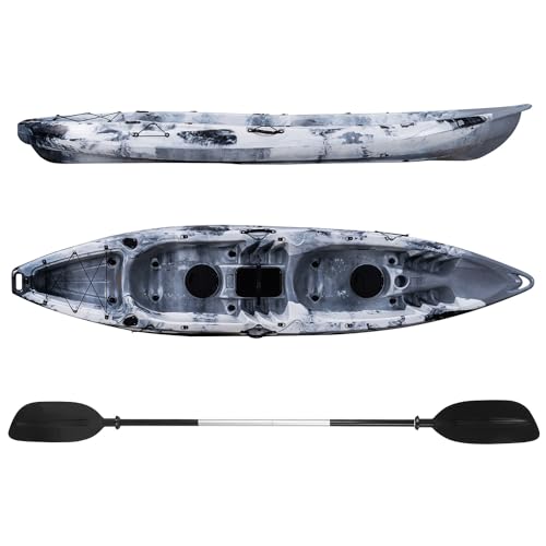 Garvee 12.4FT 2-Person Fishing Kayak with Paddle Black White