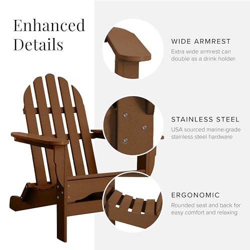 DuroGreen Adirondack Chairs Set of 4 Oversized All-Weather Tangentwood Teak